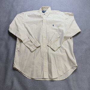 Ralph Lauren Blake Shirt Men's M Yellow Plaid Cotton Long Sleeve Button Down